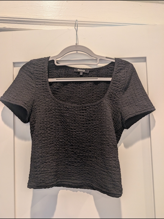 Madewell Tops - Madewell Black Textured Square Neck Crop Top